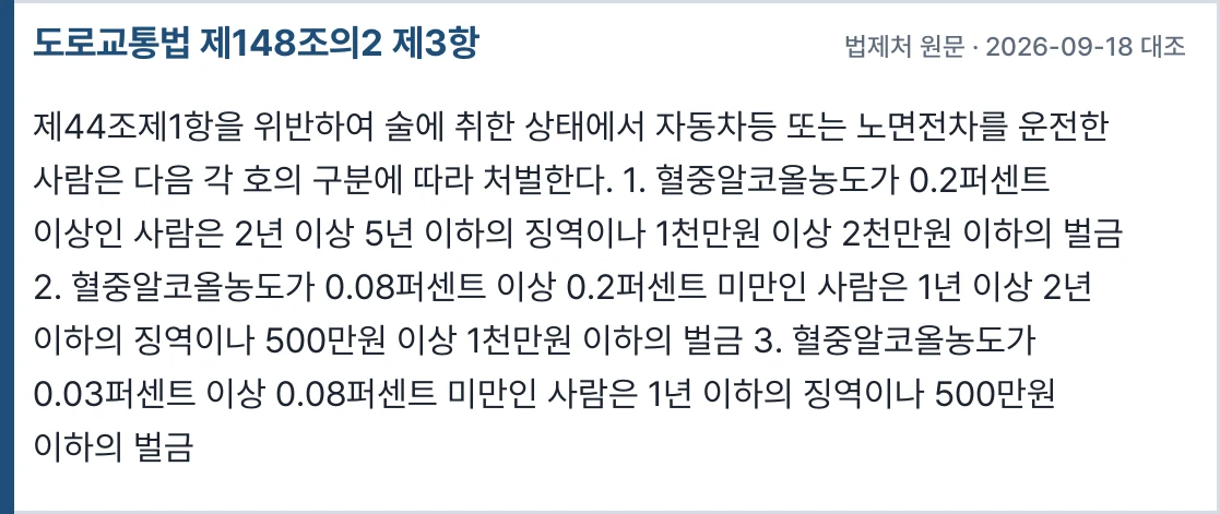 도로교통법 제148조의2 제3항