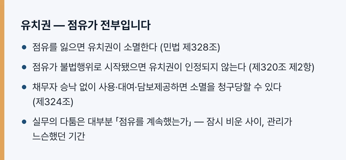 유치권을 잃는 때