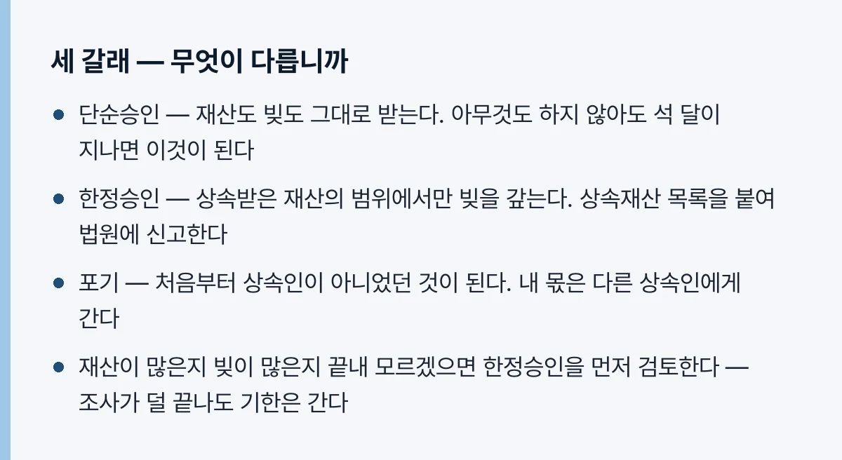 세 갈래 — 무엇이 다릅니까