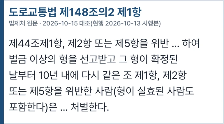 도로교통법 제148조의2 제1항