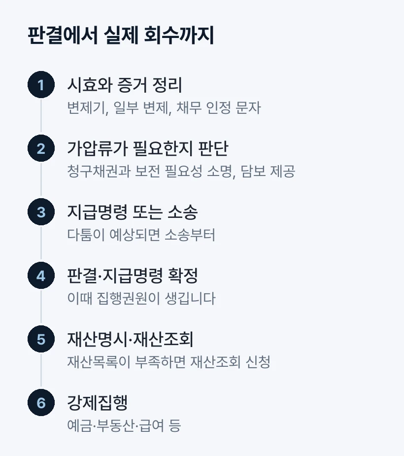 판결에서 실제 회수까지