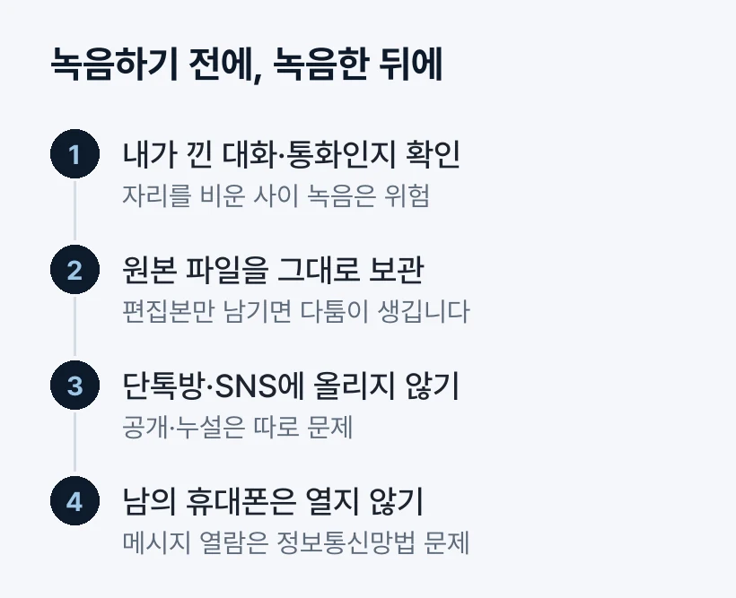 녹음하기 전에, 녹음한 뒤에