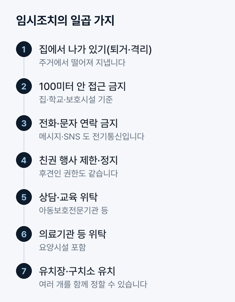 임시조치의 일곱 가지