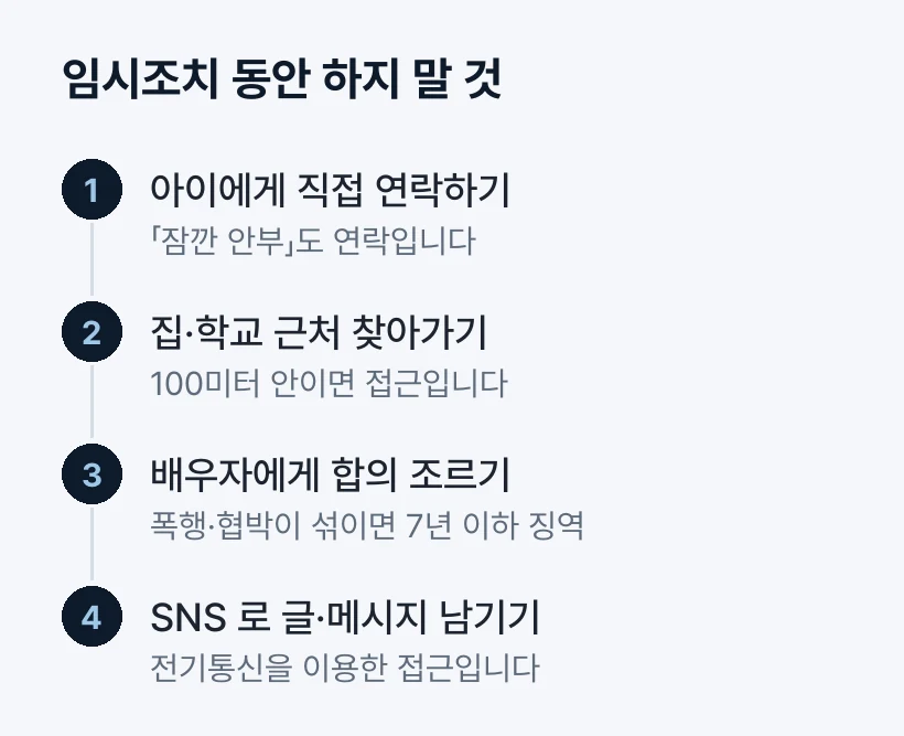 임시조치 동안 하지 말 것
