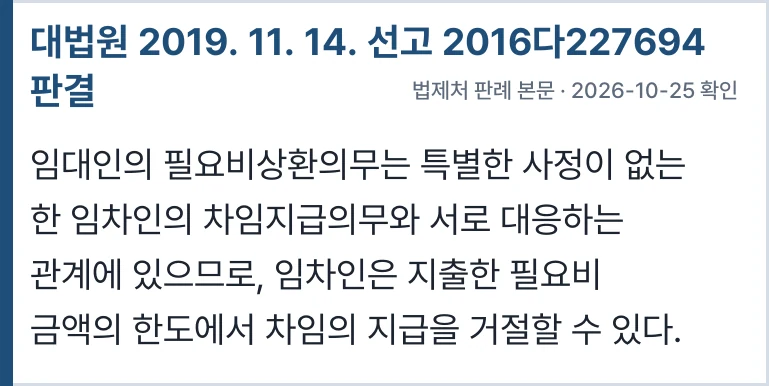 대법원 2016다227694 — 필요비만큼